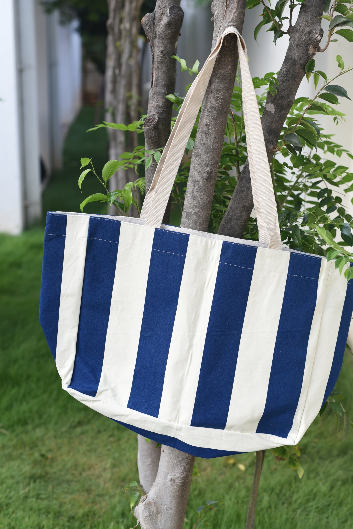 Beach / Over sized All purpose Tote/Bag- Blue stripes