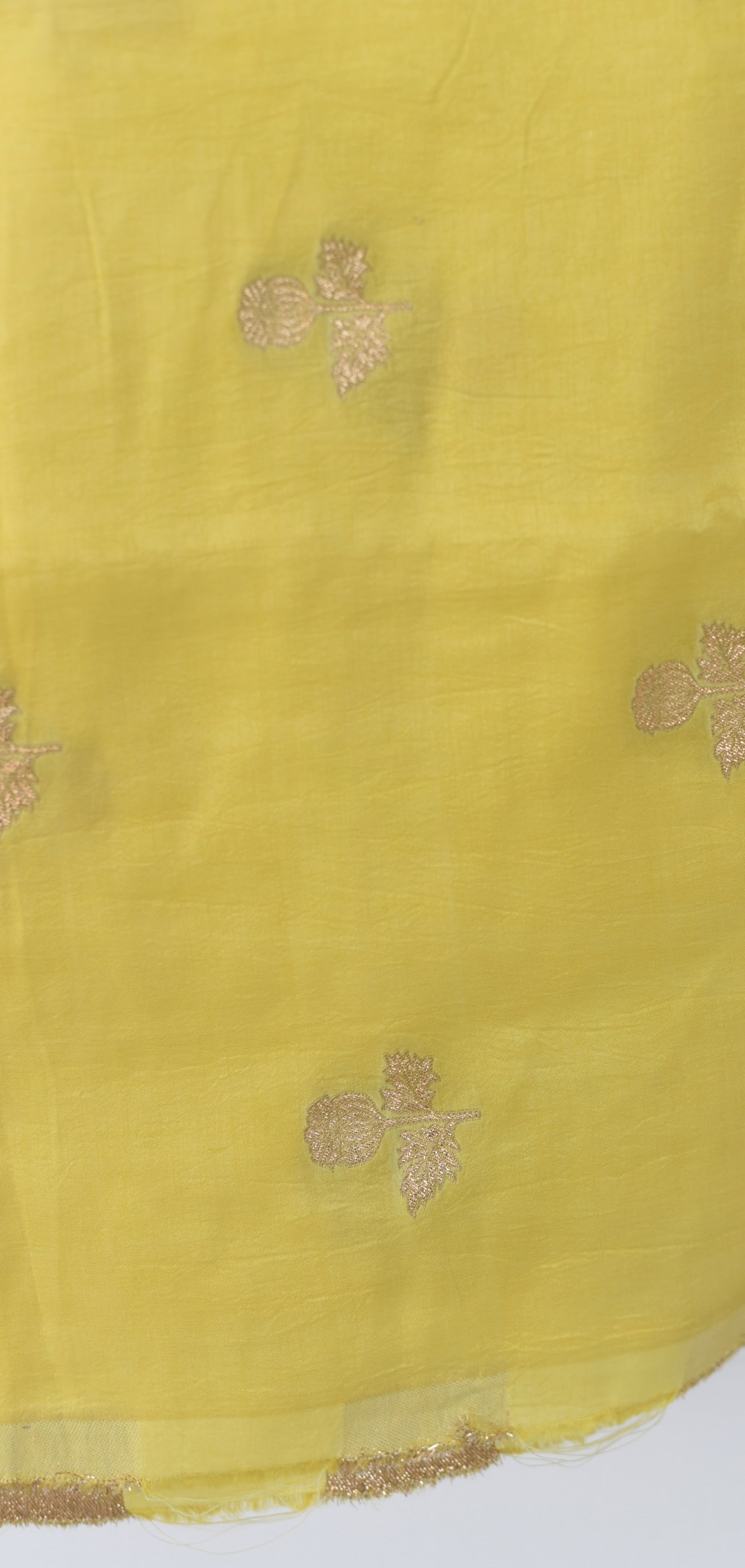 Russian Silk ( Bemberg silk )-Light yellow with rose motifs