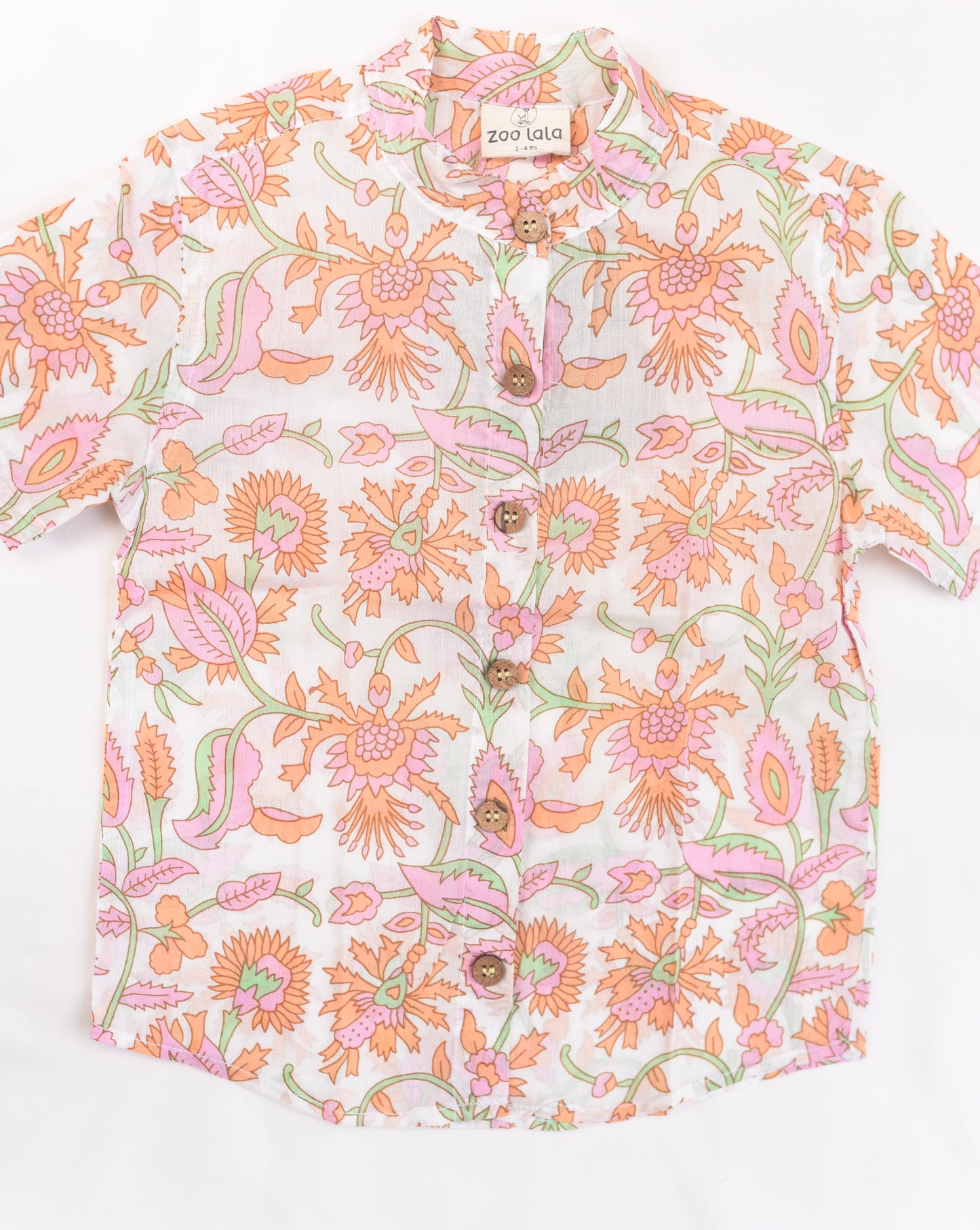 Kids Hand Block Printed Shirt- Floral