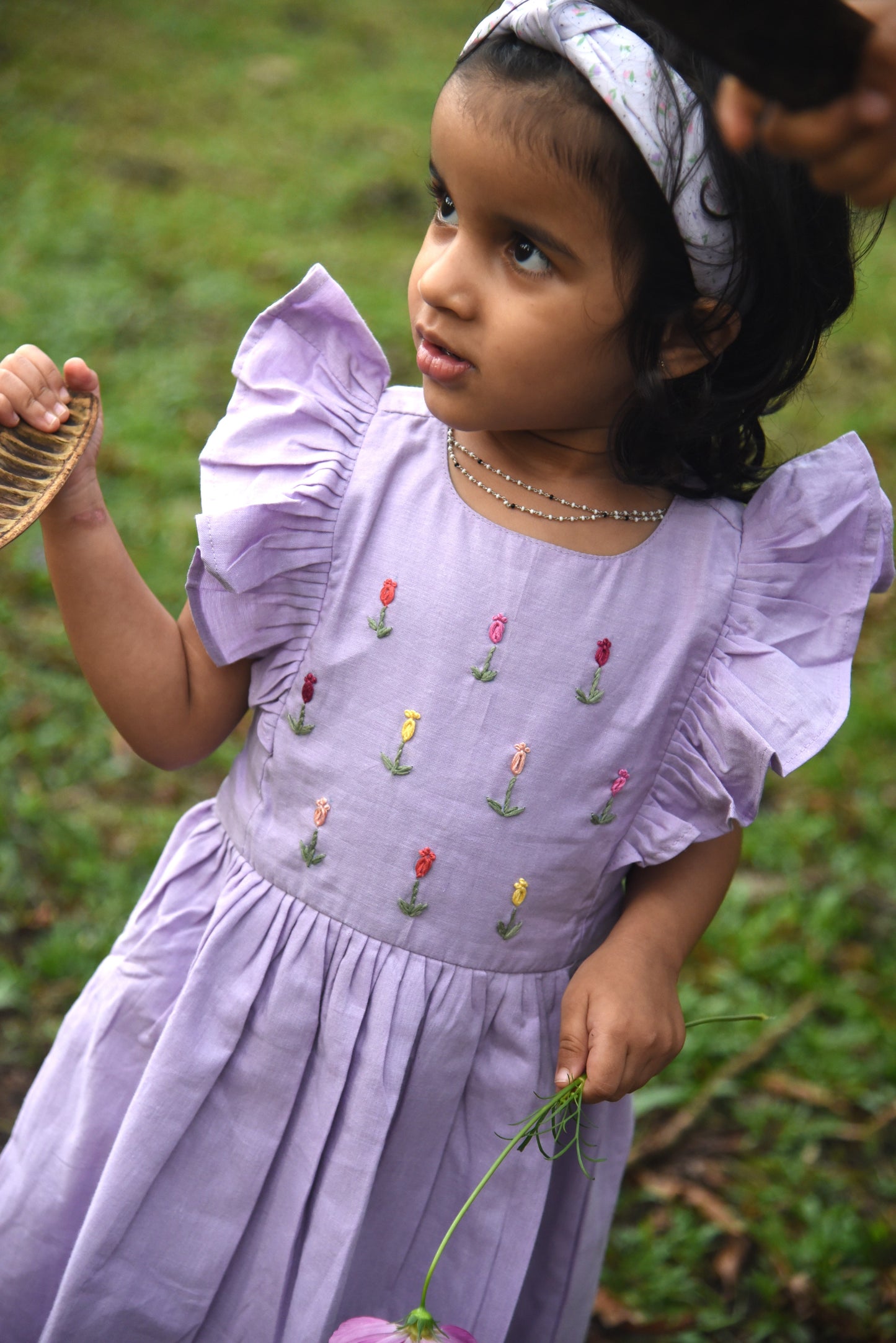 Embroidery dress for girls- Tulips