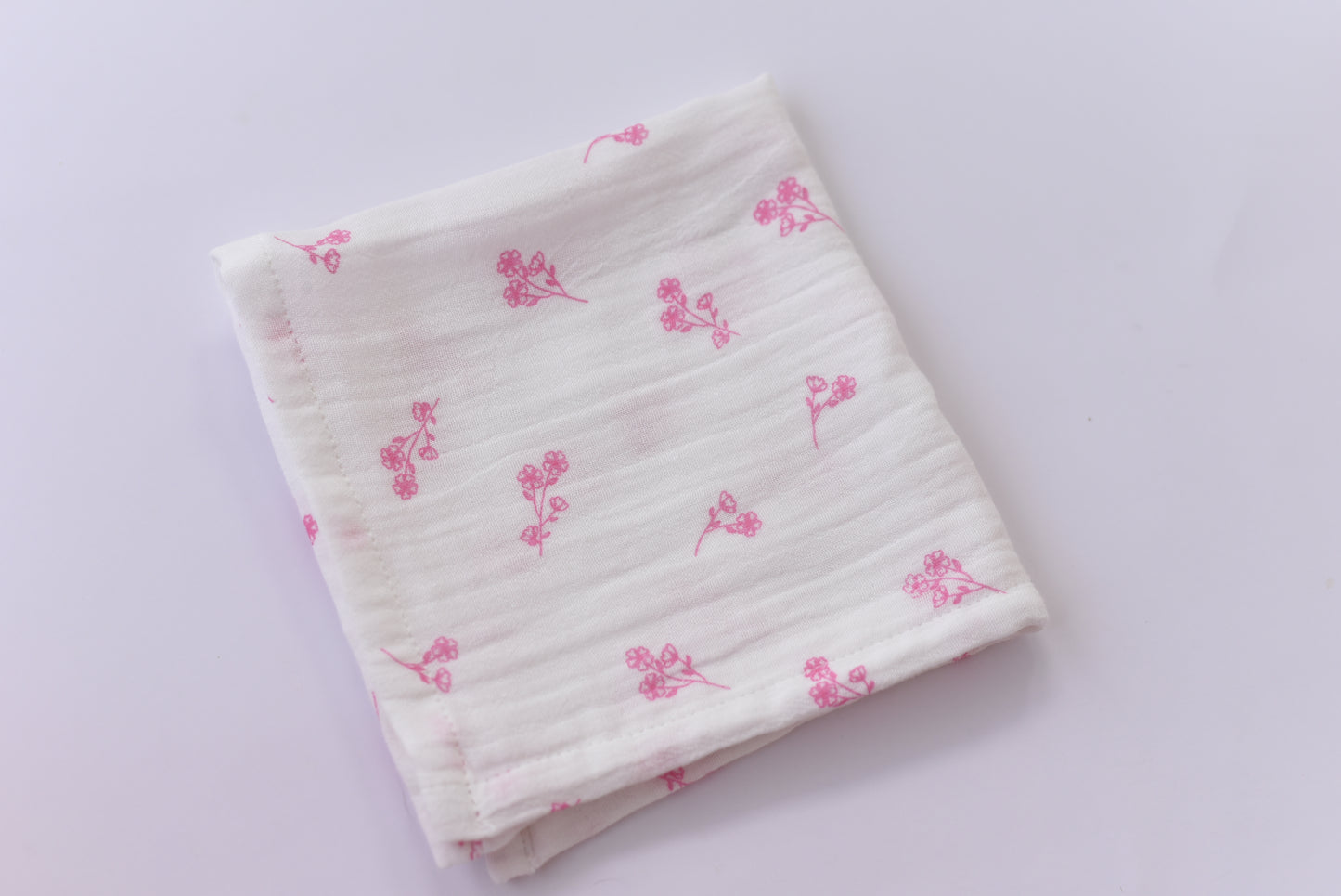 Muslin handkerchief/Face towel Pink floral-Pack of 1