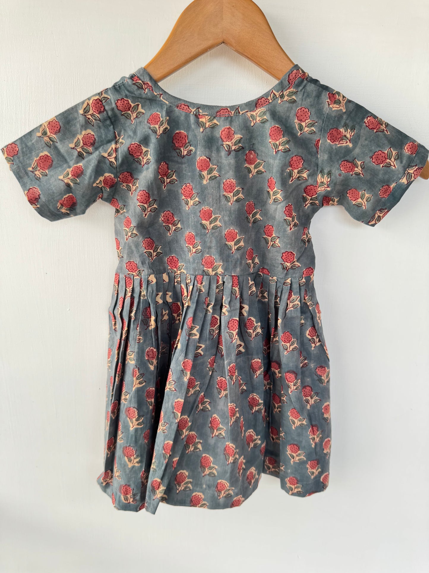 Handblock Grey floral frock