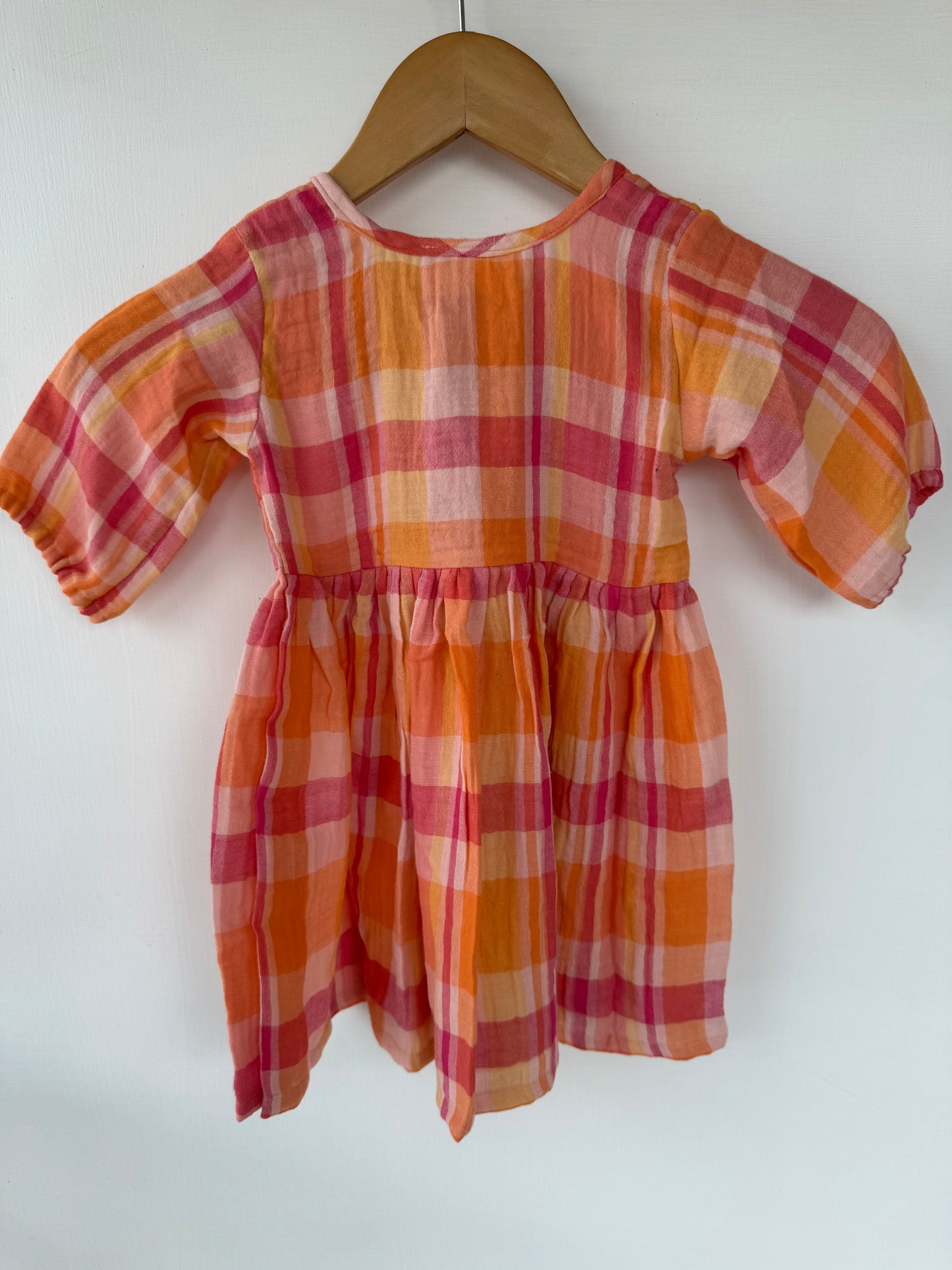 Multicoloured checked muslin frock