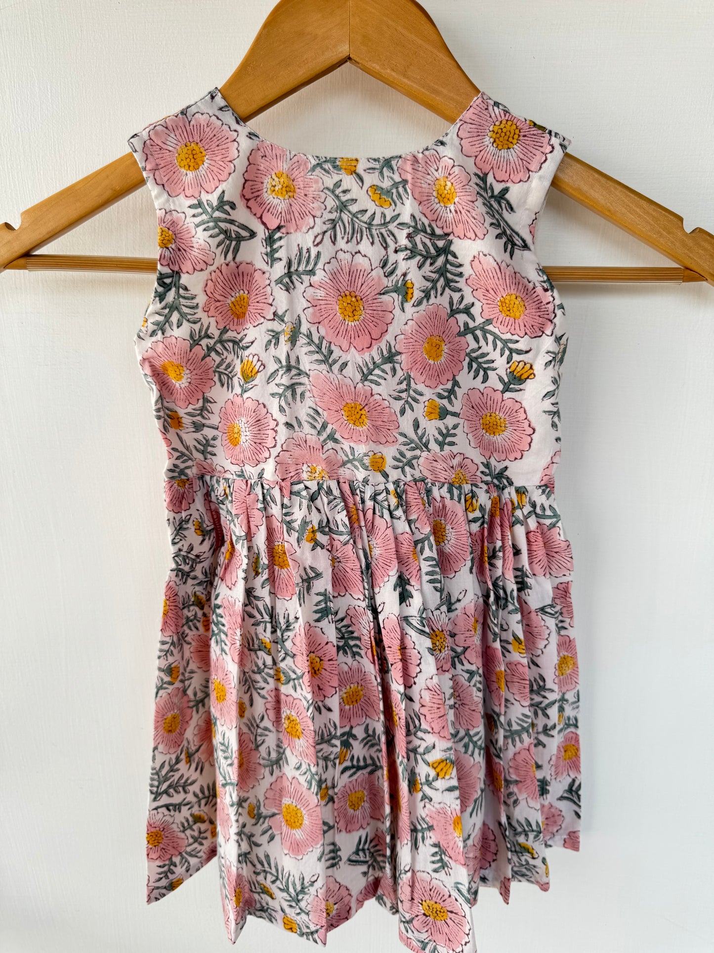 Elegant floral Handblock frock - with lining