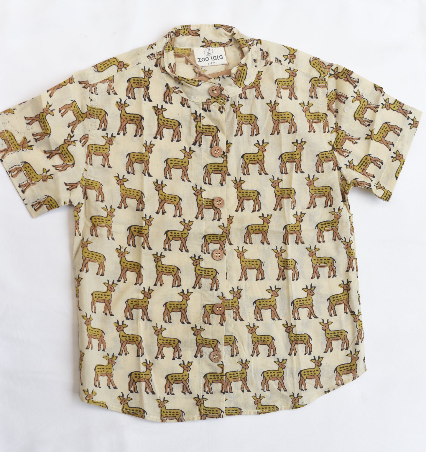 Kids Hand Block Printed Shirt-Deer