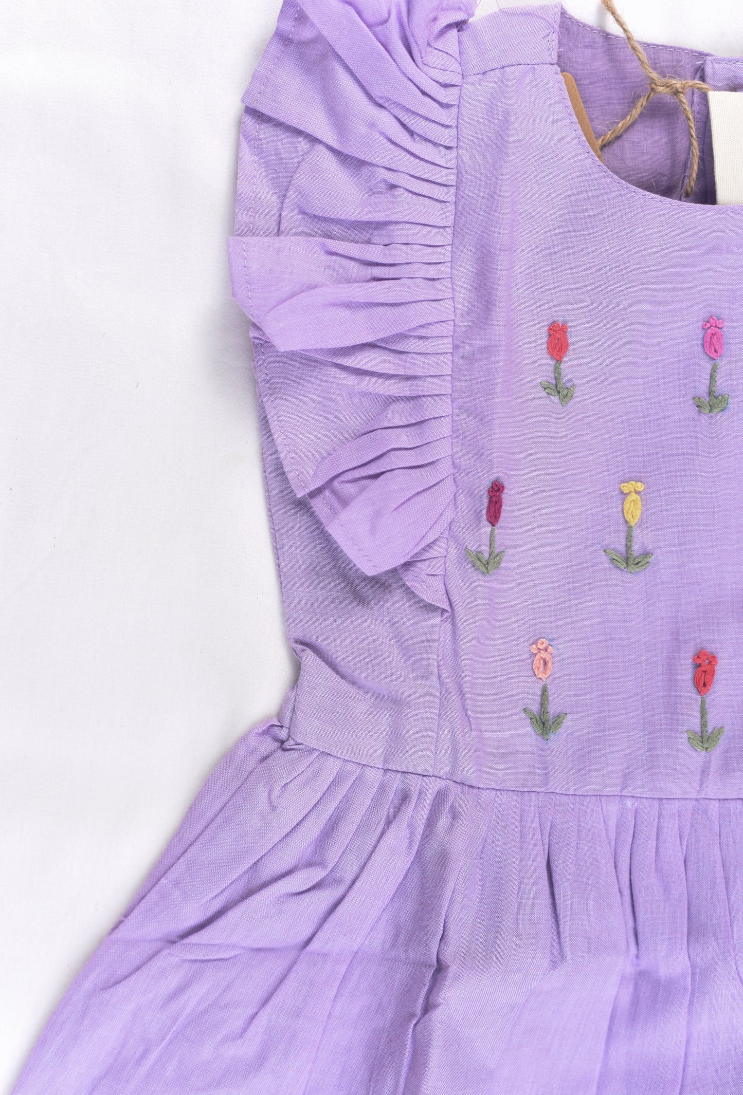 Embroidery dress for girls- Tulips