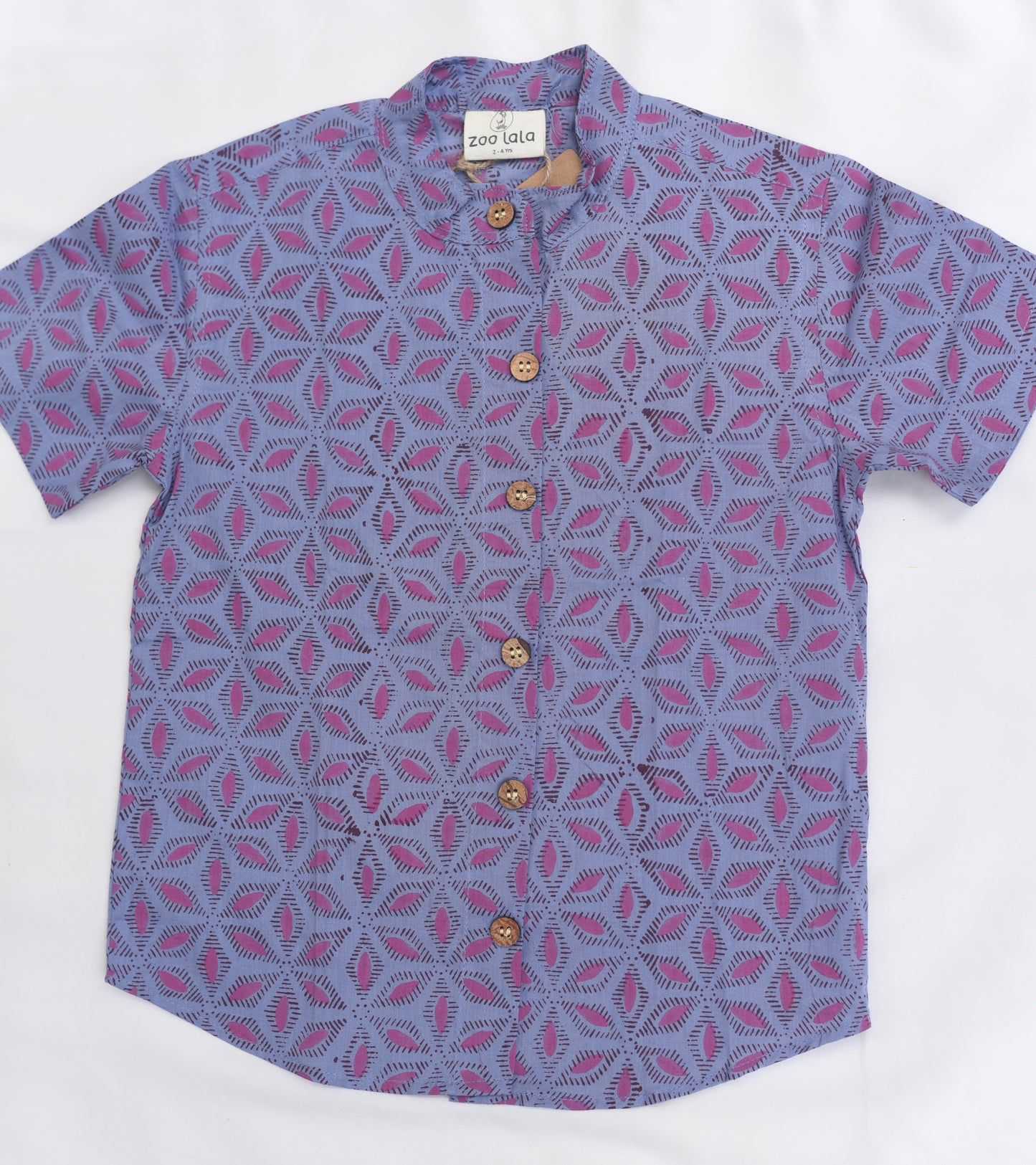 Kids Hand Block Printed Shirt - Purple