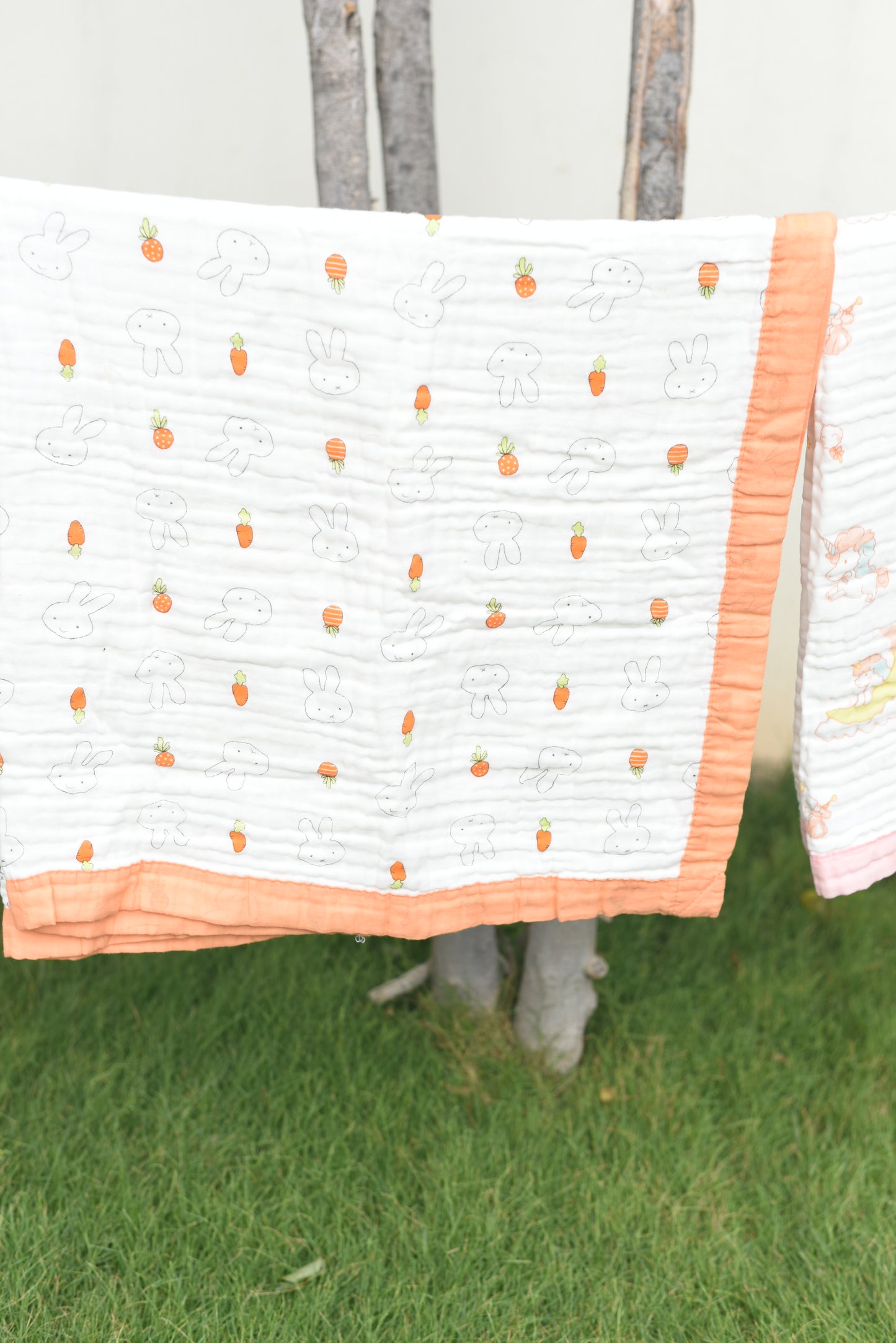Muslin Cotton dohar for Kids- Orange bunny