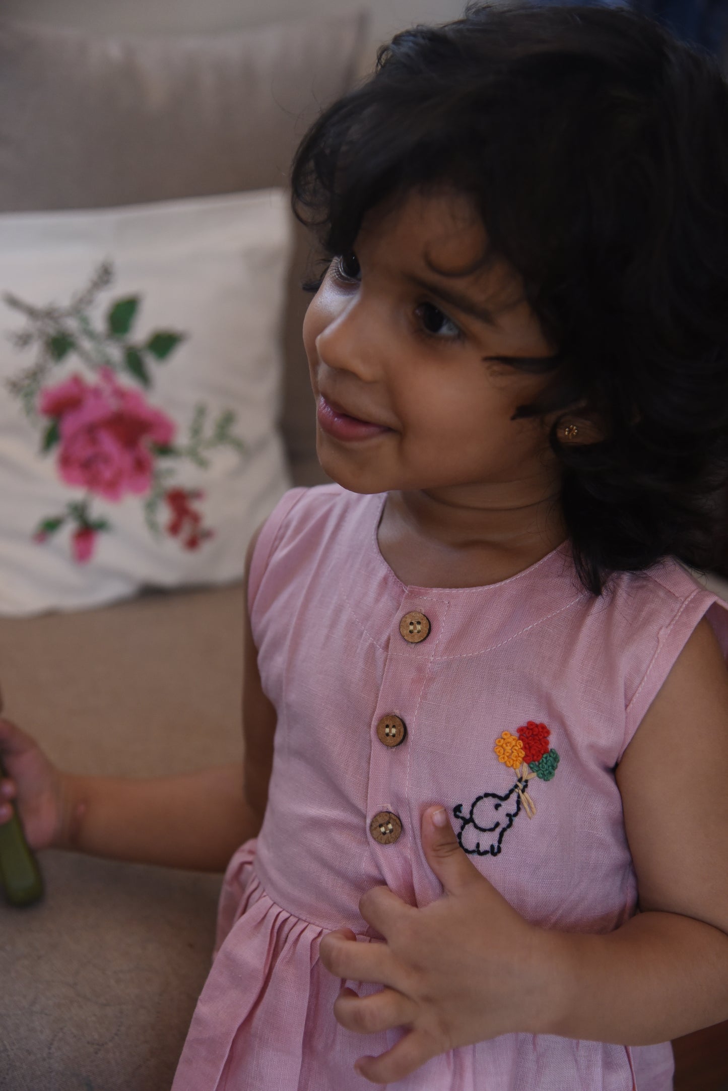 Embroidery dress for girls- Elephant