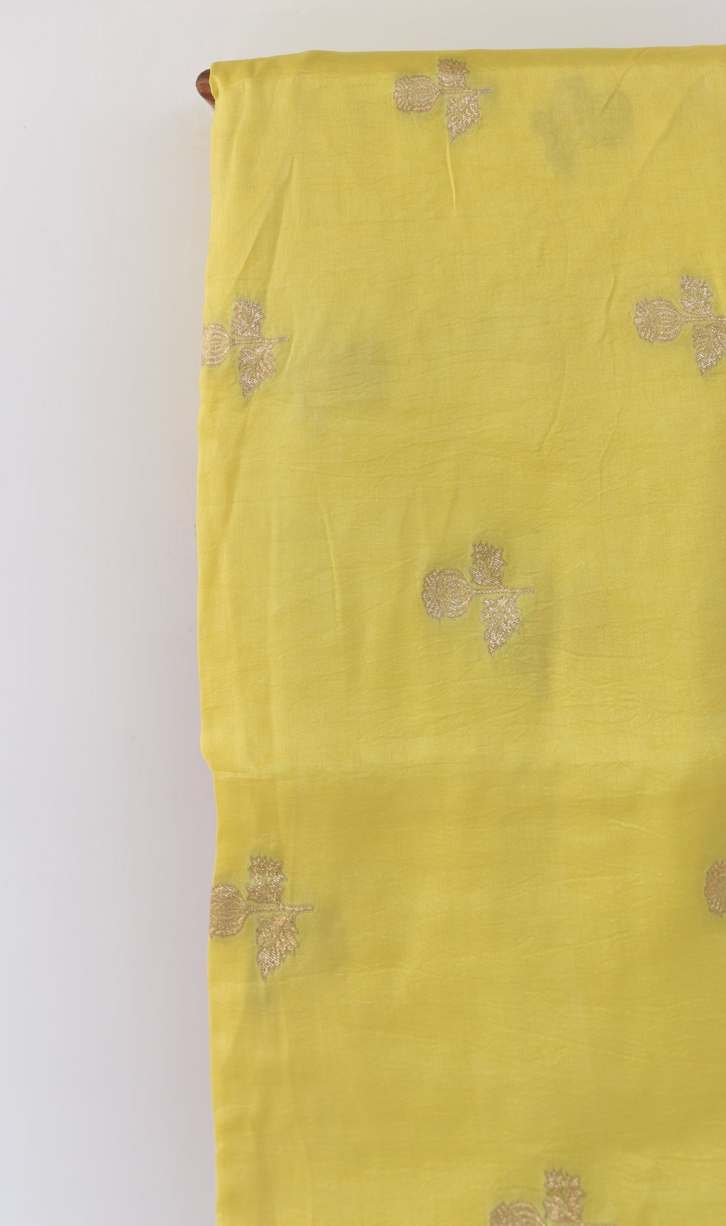 Russian Silk ( Bemberg silk )-Light yellow with rose motifs