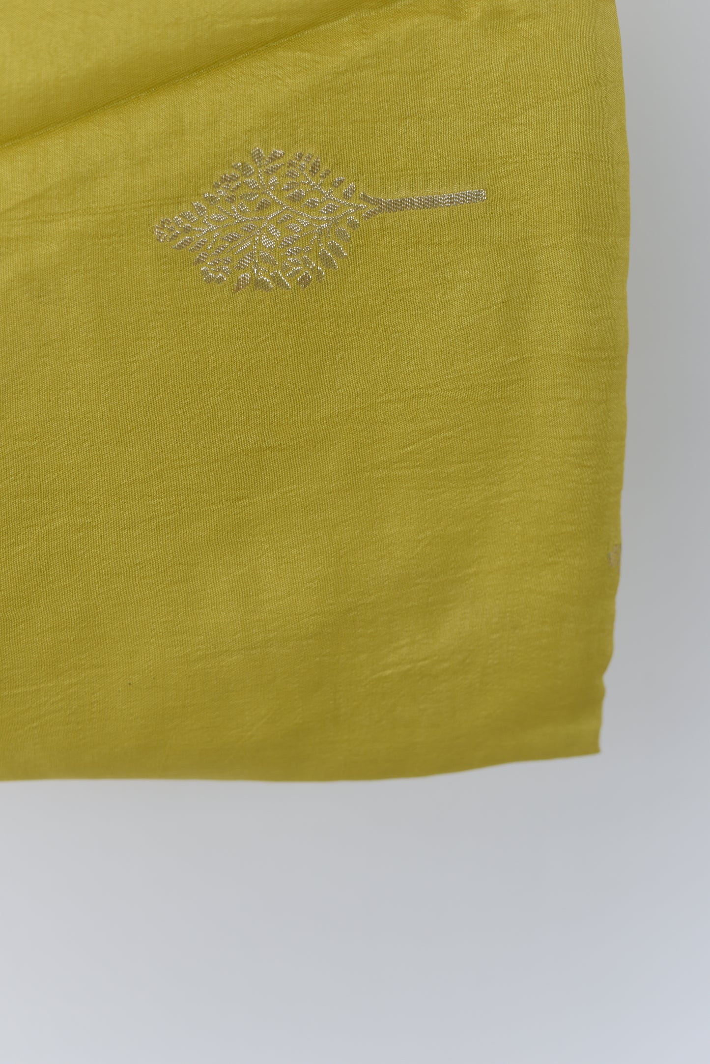 Russian Silk ( Bemberg silk )-Lime yellow with tree motifs