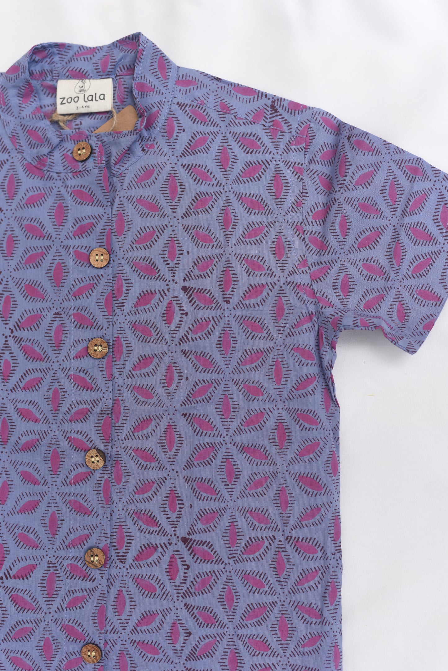 Kids Hand Block Printed Shirt - Purple