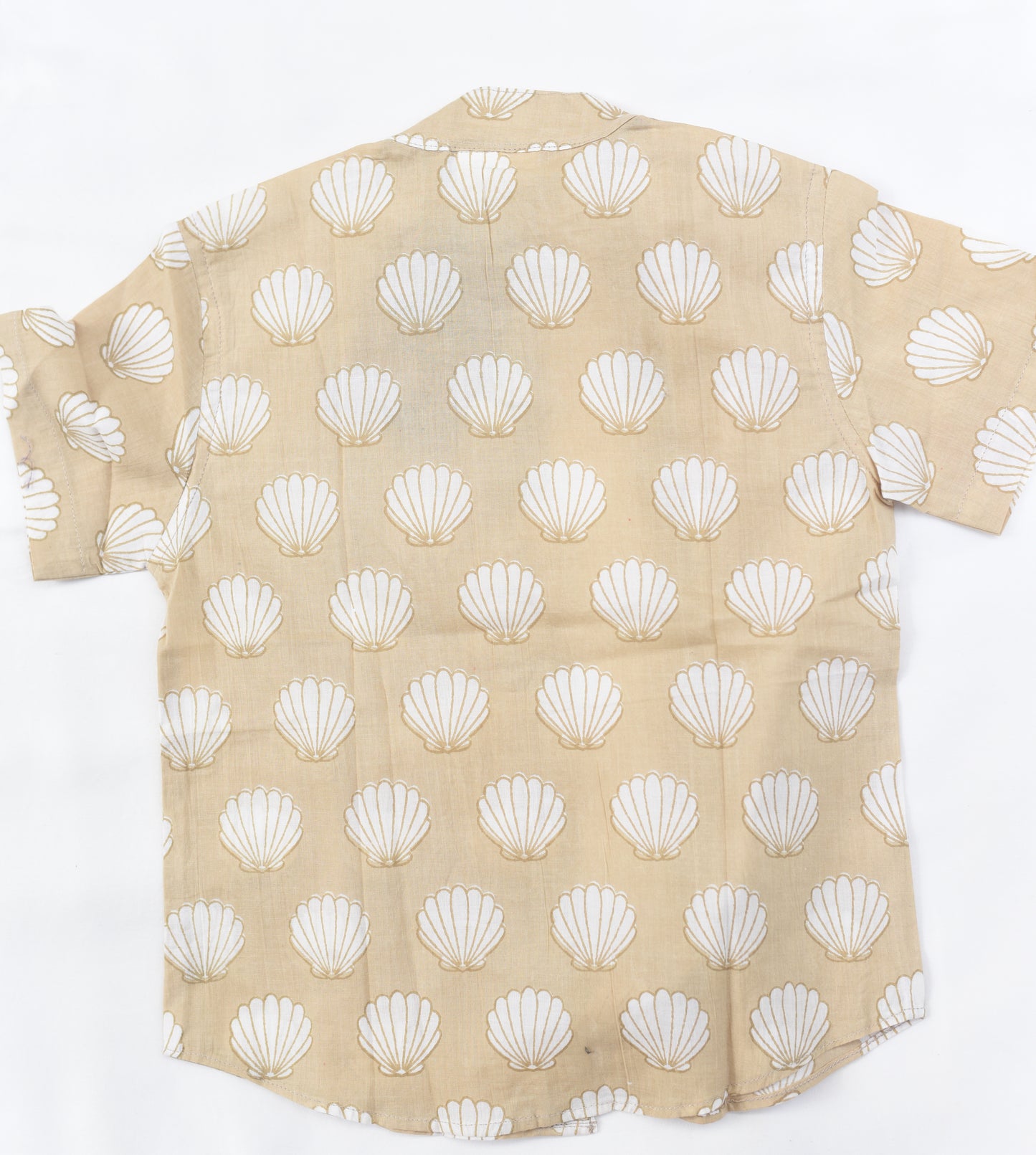 Kids Hand Block Printed Shirt-Sea shells
