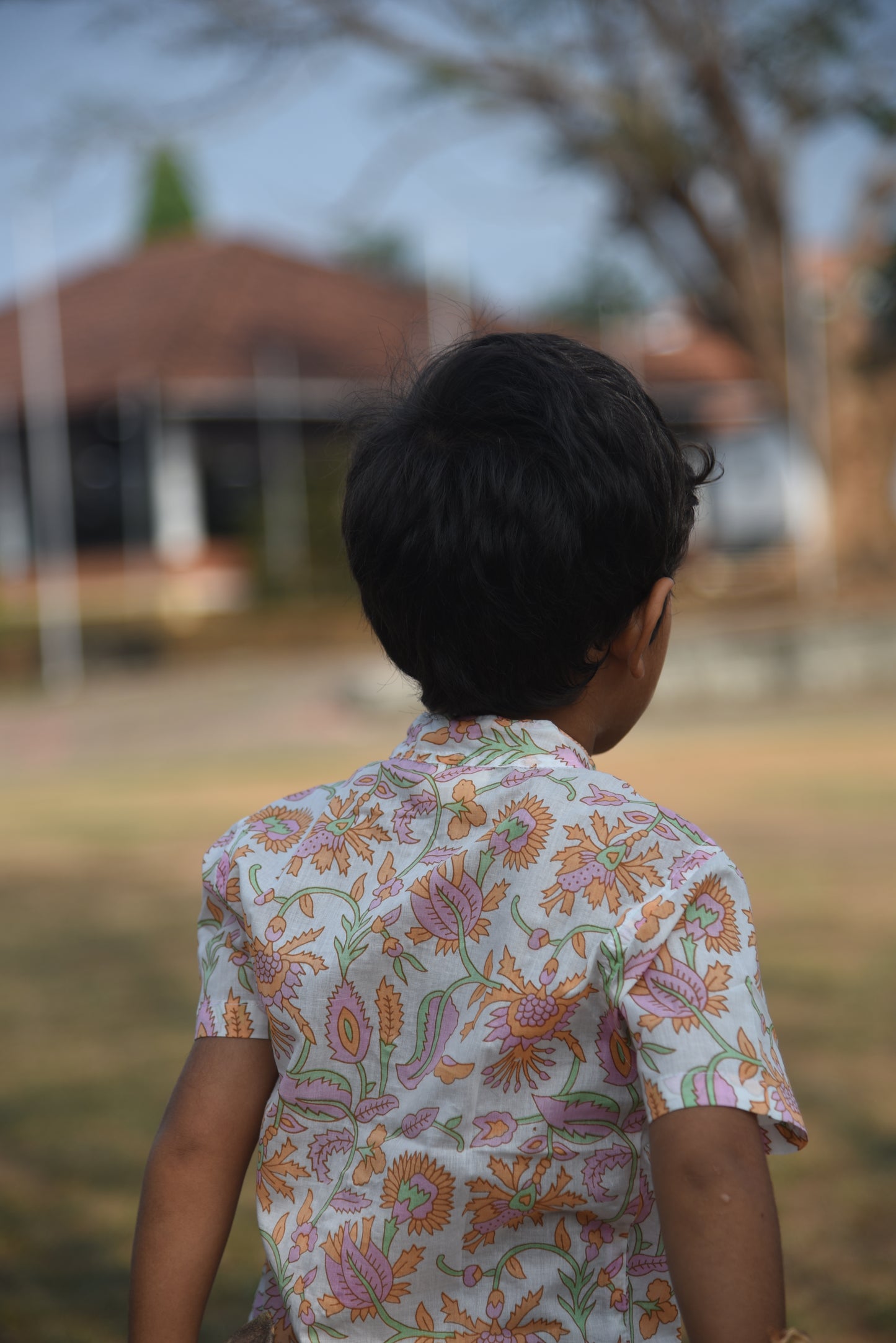 Kids Hand Block Printed Shirt- Floral