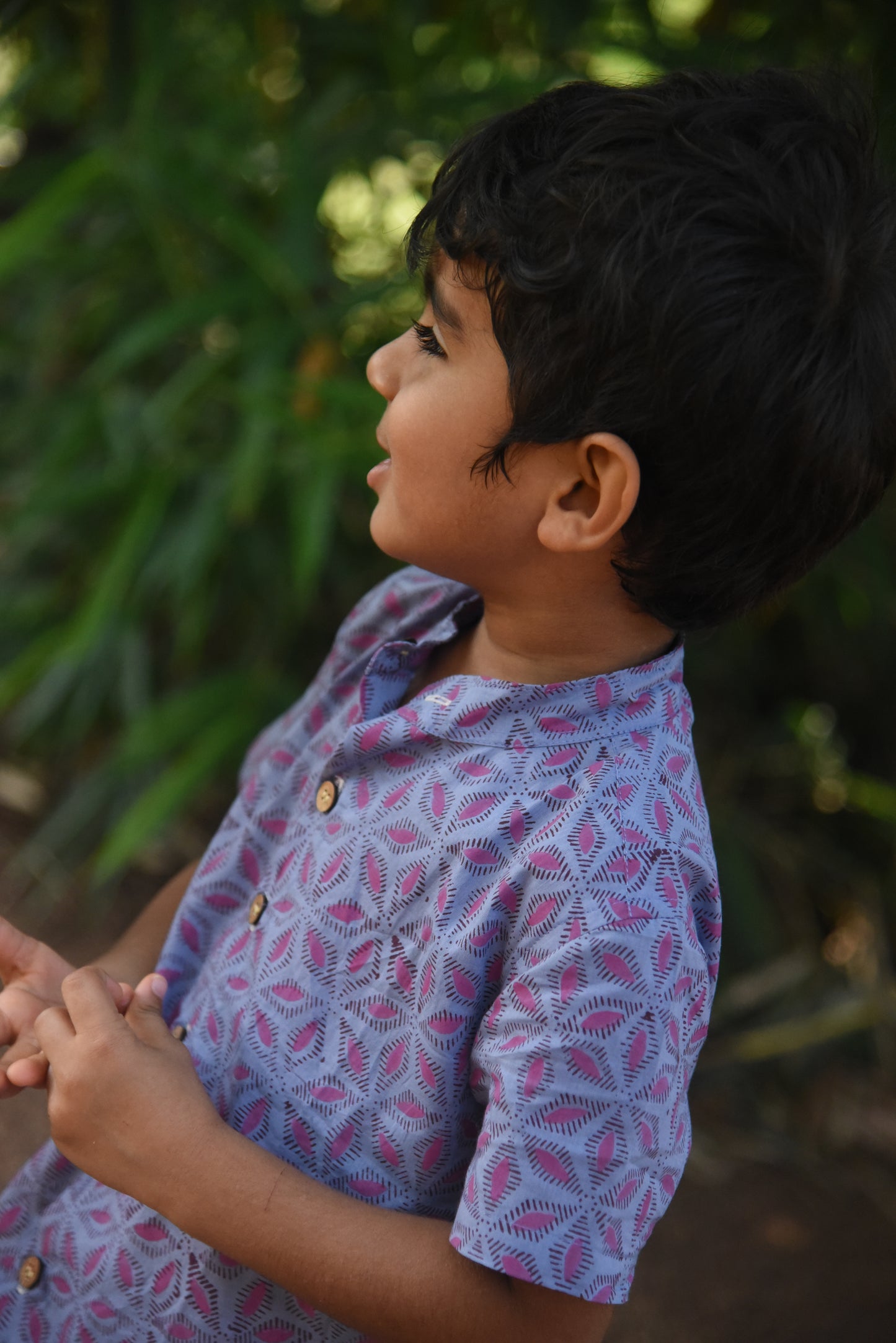 Kids Hand Block Printed Shirt - Purple