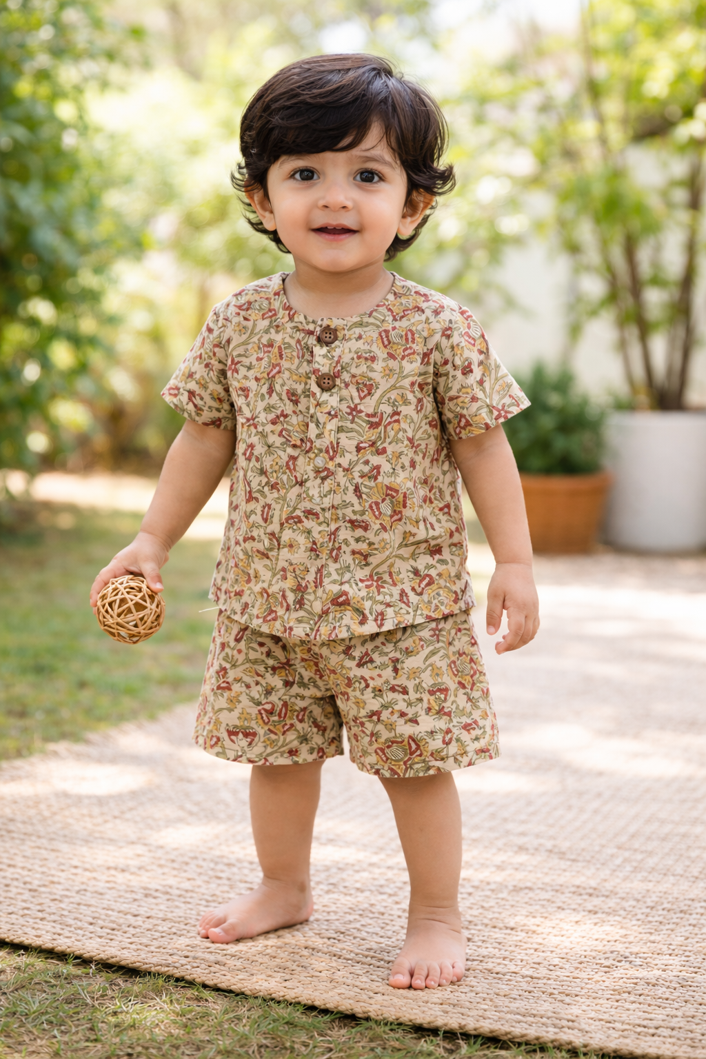 Unisex Kids hand block co-ord sets-Kalamkari