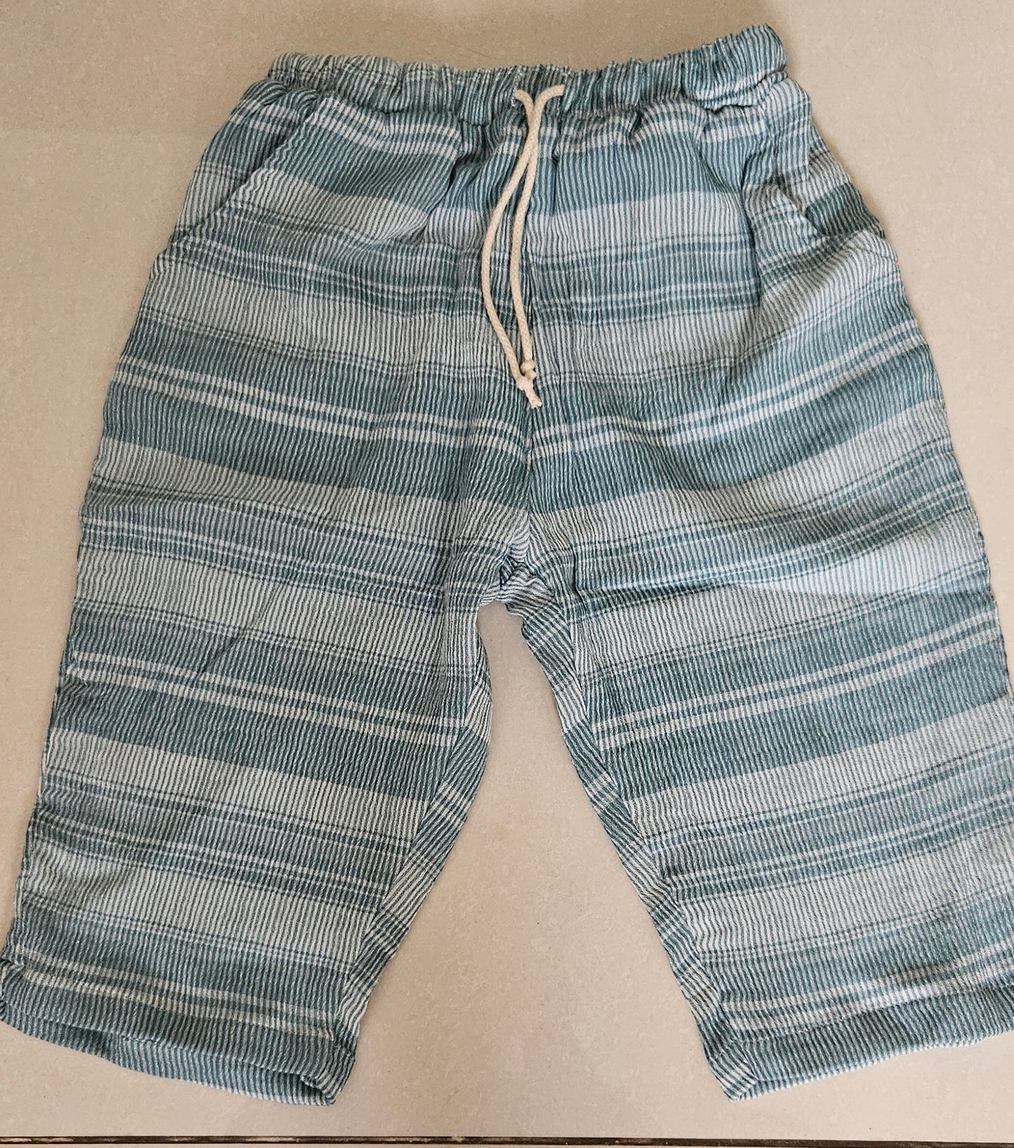 Unisex Boxy Pants - Blue Green crushed Muslin