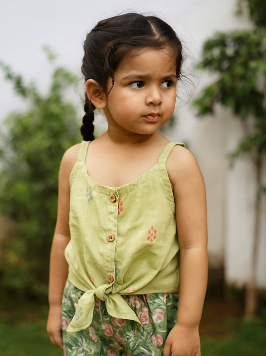 Green Crop top & skirt set
