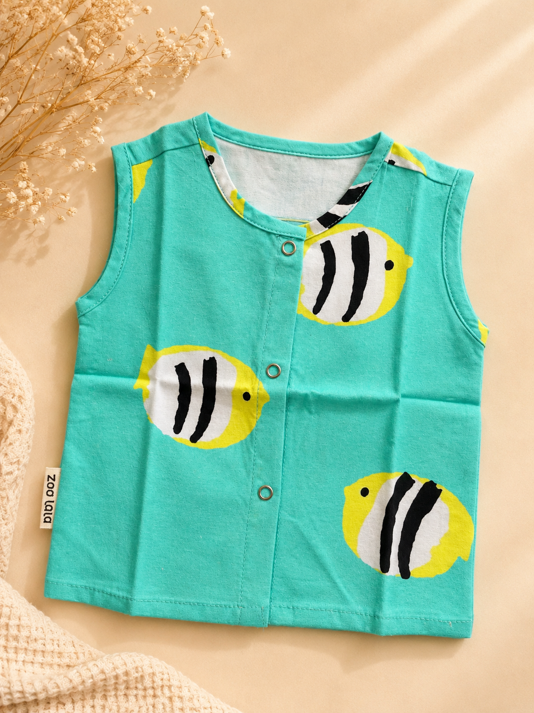 Cotton Poplin Jablas for babies / infants- Fish