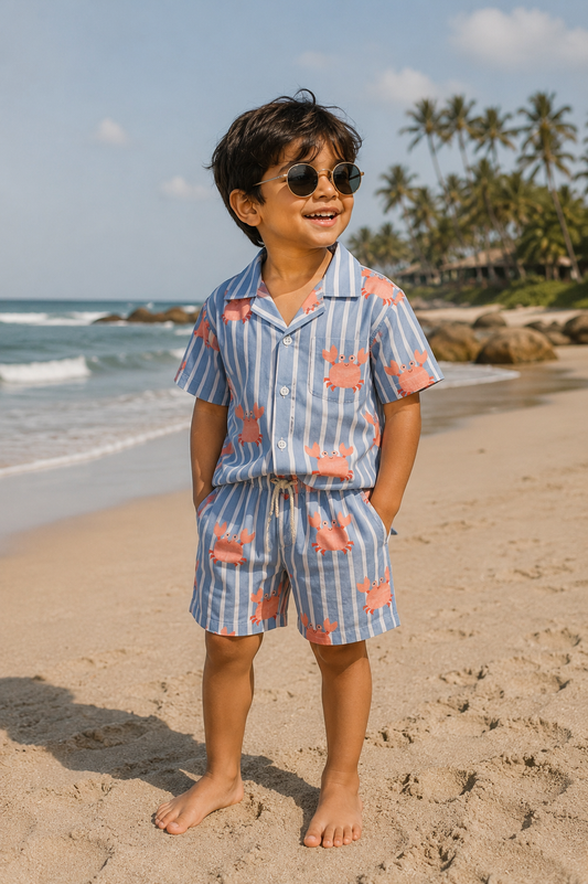 Unisex Kids Cotton Co-Ord Sets - Crab