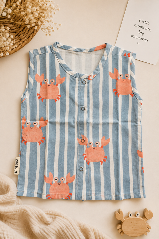 Cotton Poplin Jablas for babies / infants- crab