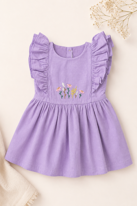 Embroidery dress for girls- Wild flowers