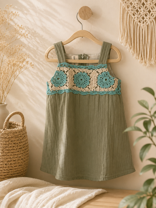 A line Muslin Crochet- Green