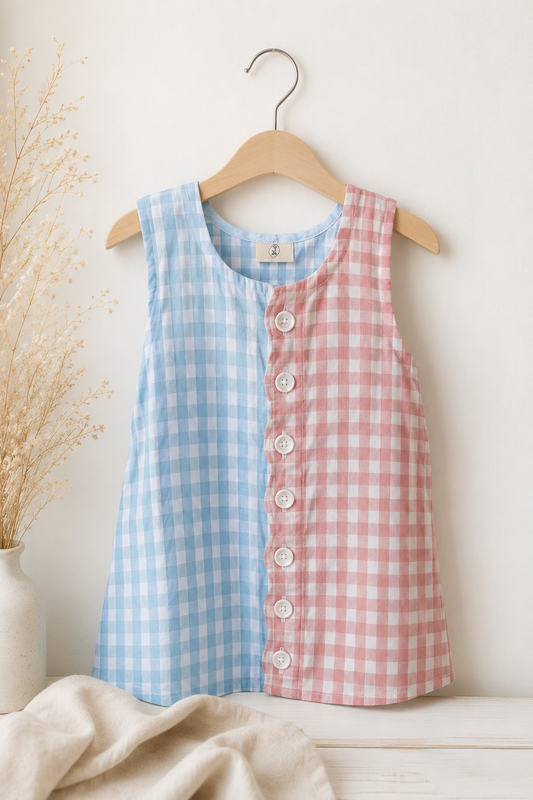 Girls A - line scallop muslin cotton frock