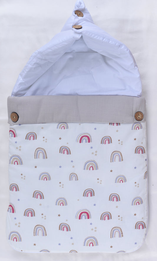 Baby Carrier Nest ,Carrying Nest Bag Portable Travelling Bed for 0-4 Months- Rainbows