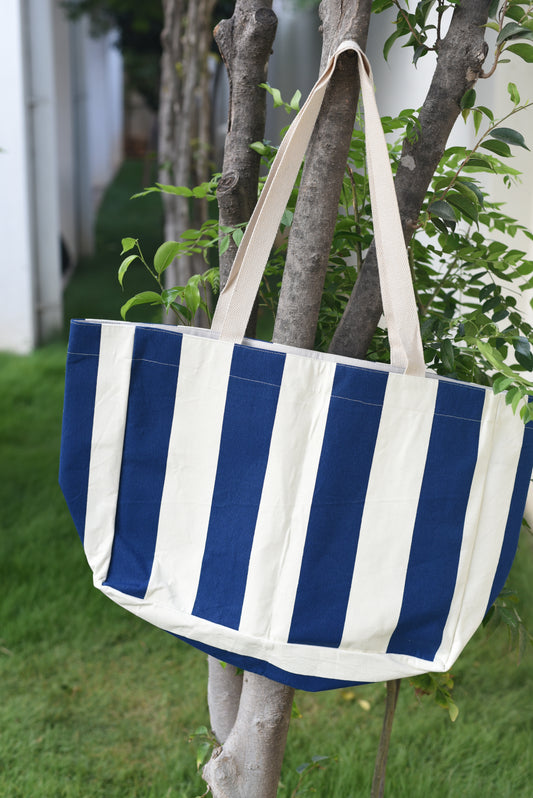 Beach / Over sized All purpose Tote/Bag- Blue stripes
