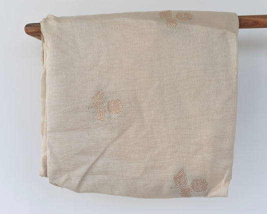 Russian Silk ( Bemberg silk )-Beige with motifs