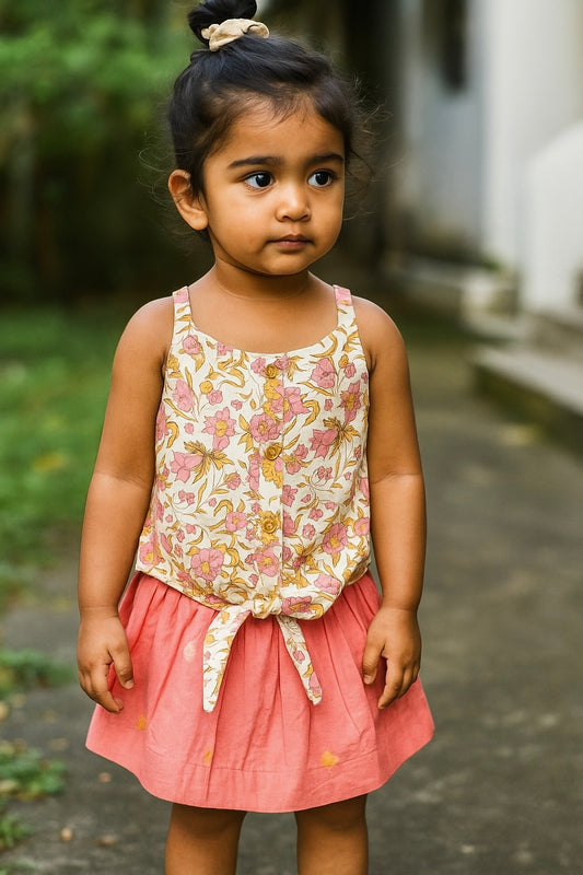 Pink Crop top & skirt set