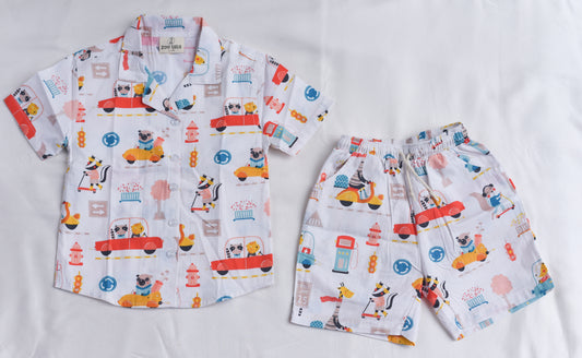 Unisex Kids Cotton Poplin Co-Ord Sets - Cars & Trucks