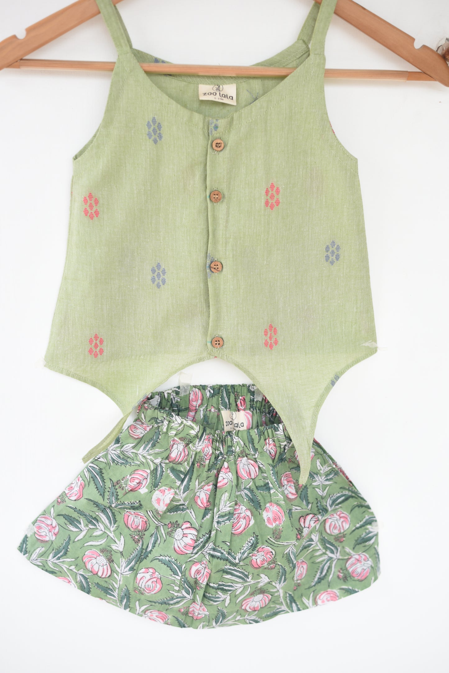 Green Crop top & skirt set