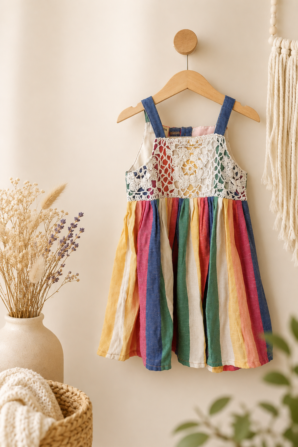 Muslin Crochet- Multicoloured stripes