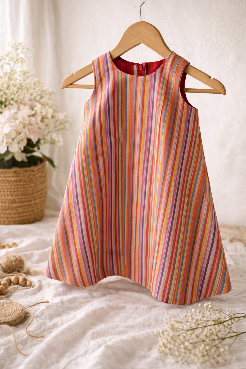 Stripes A line frock with lining