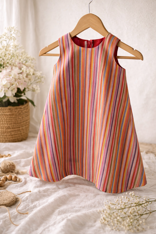 Stripes A line frock with lining