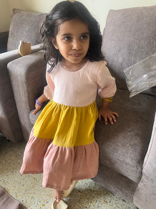 Double gauze 3 tier muslin frock