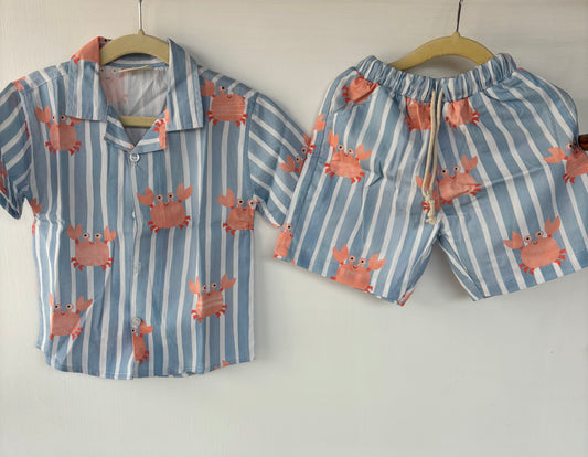 Unisex Kids Cotton Co-Ord Sets - Crab