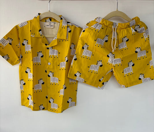 Unisex Kids Cotton Co-Ord Sets - Zebra