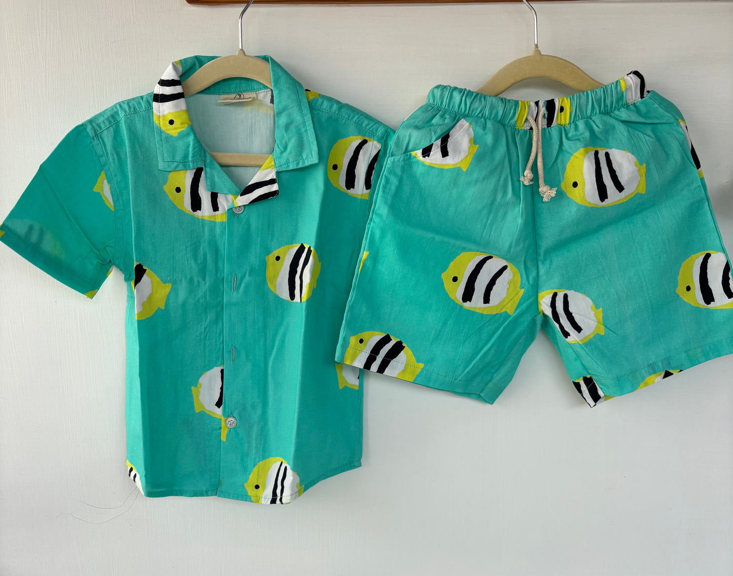 Unisex Kids Cotton Co-Ord Sets - Fish