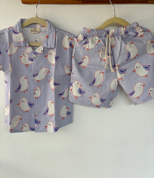 Unisex Kids Cotton Co-Ord Sets - Bird