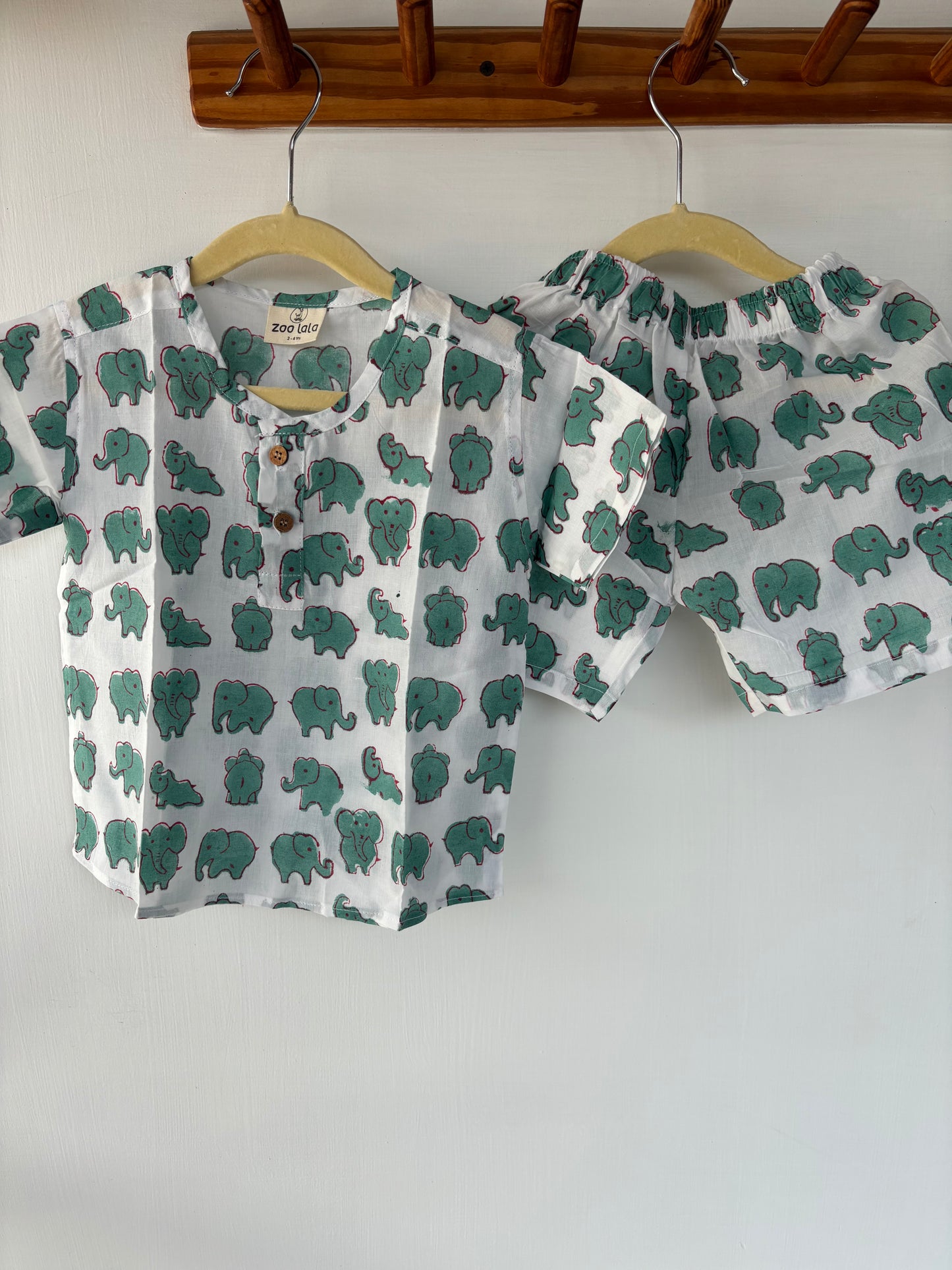 Unisex Kids hand block co-ord sets- Elephant
