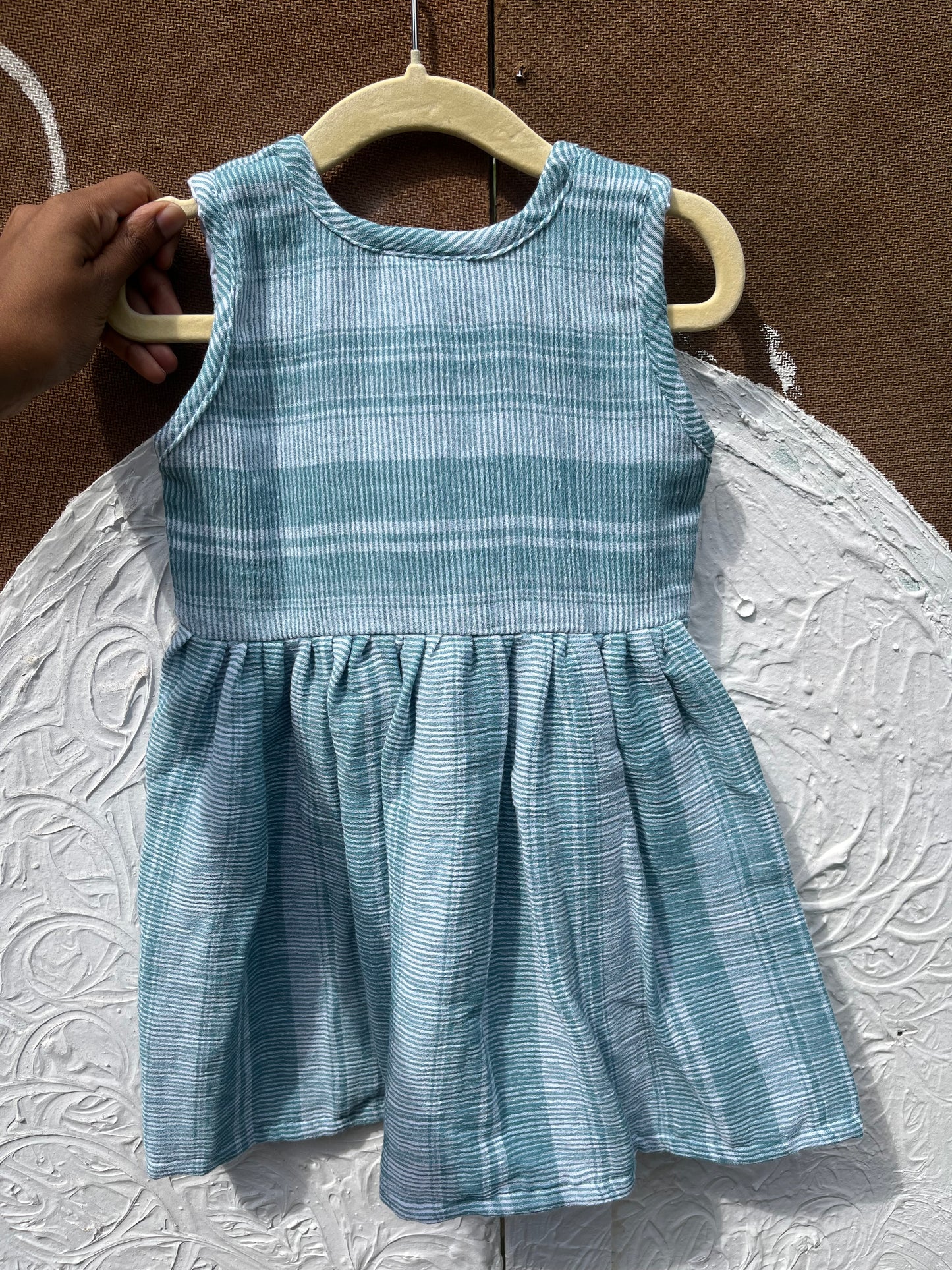 Blue Green crushed muslin frock
