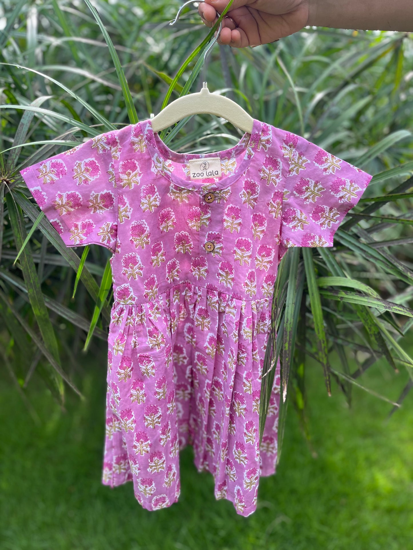 Handblock Purple floral frock