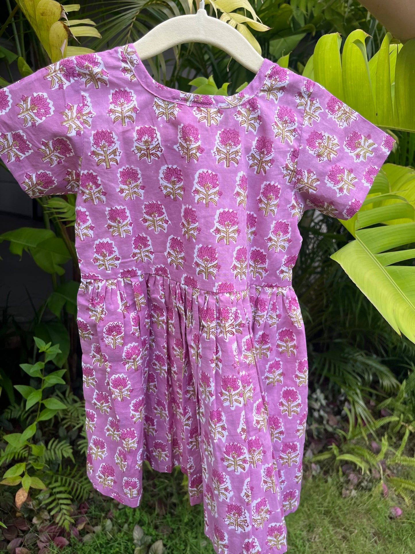 Handblock Purple floral frock