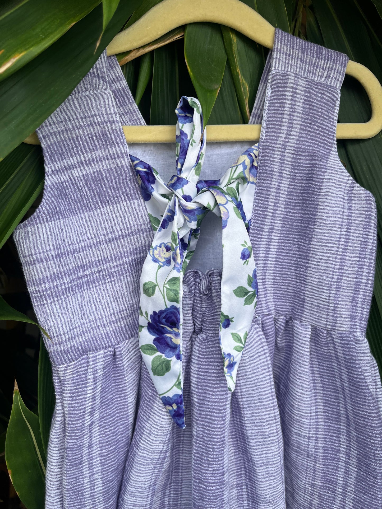 Lavendar Muslin frock with back tie - with lining