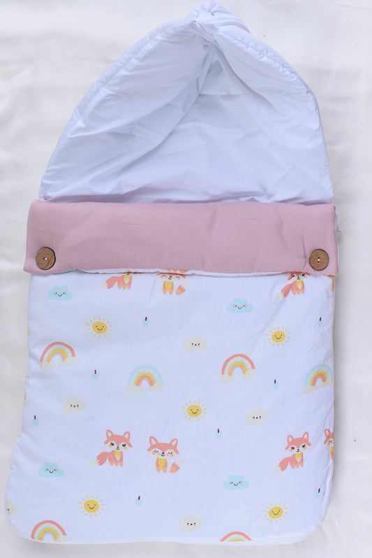 Baby Carrier Nest ,Carrying Nest Bag Portable Travelling Bed for 0-4 Months- Fox & rainbows