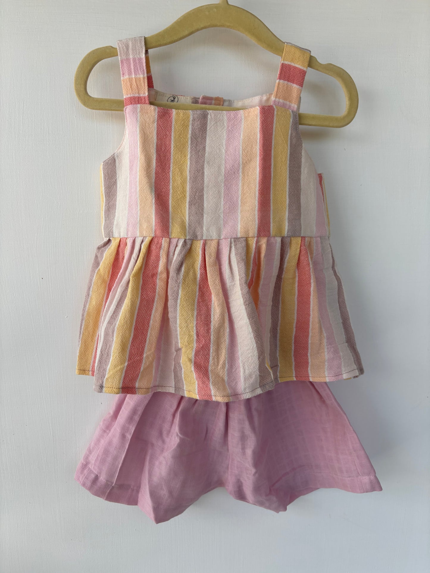 Girls Pastel Stripe Peplum Co-ord Set
