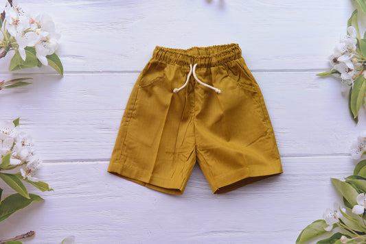 Linen Boys shorts Mustard